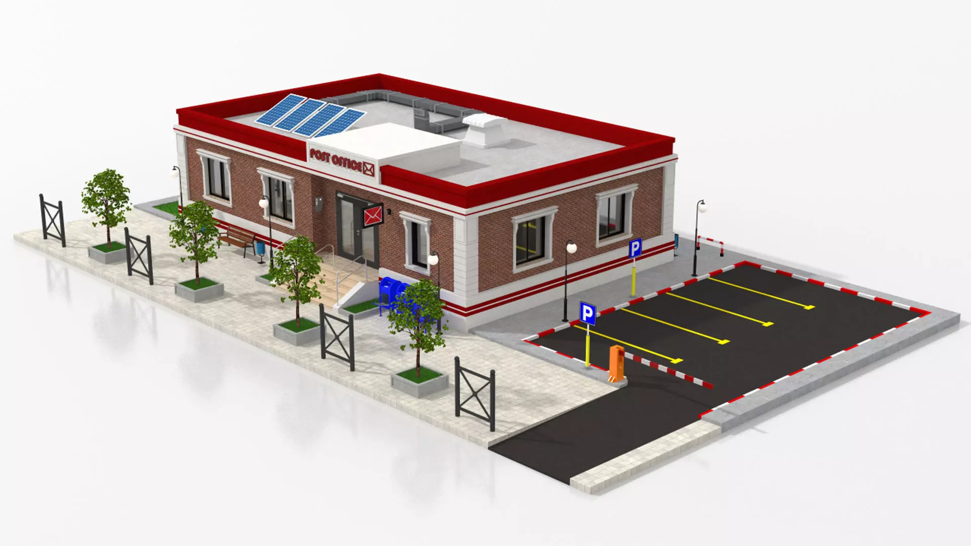 Post Office Low-poly 3D model_0