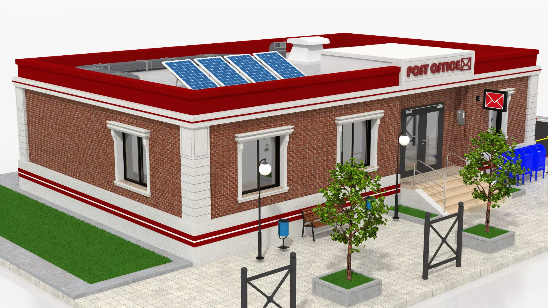 Post Office Low-poly 3D model_4