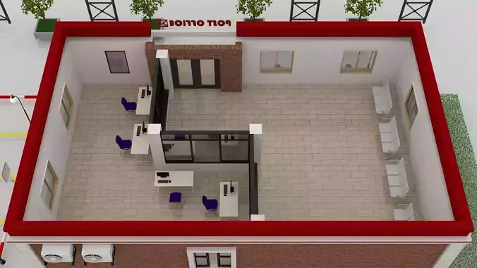 Post Office Low-poly 3D model 2
