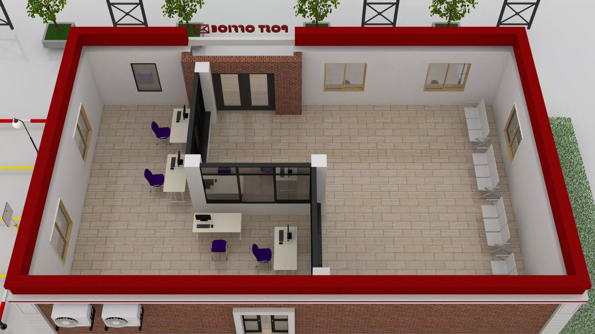 Post Office Low-poly 3D model_1