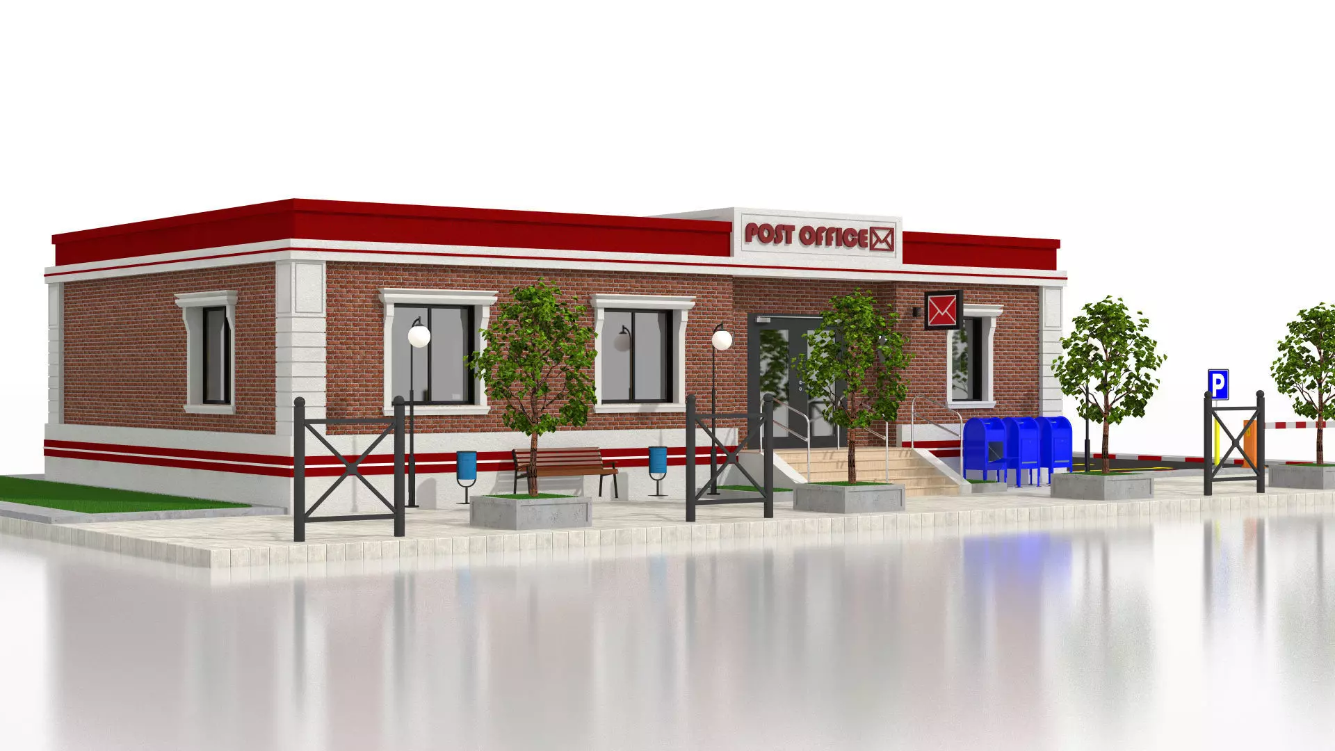Post Office Low-poly 3D model_9