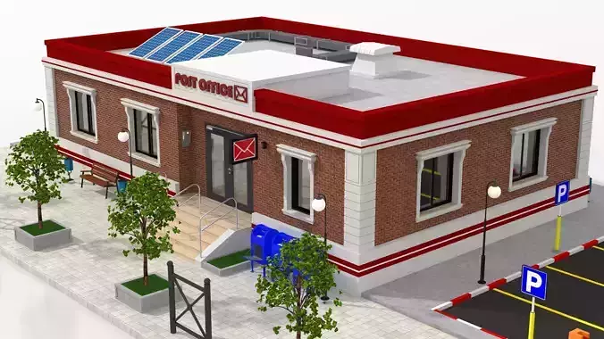 Post Office Low-poly 3D model 7