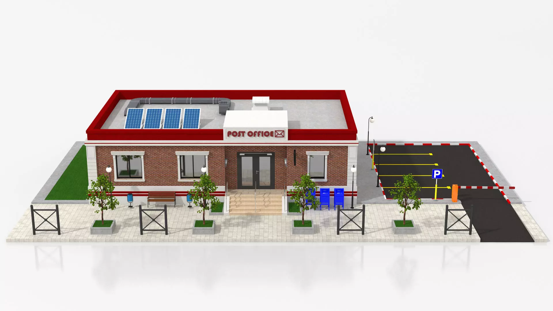 Post Office Low-poly 3D model_7