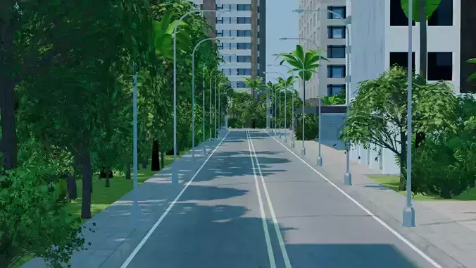 City Downtown Skyscraper Street 05 - DAY Low-poly 3D model 4
