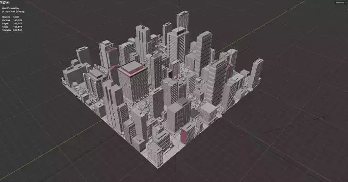 City Downtown Skyscraper Street 05 - DAY Low-poly 3D model 7