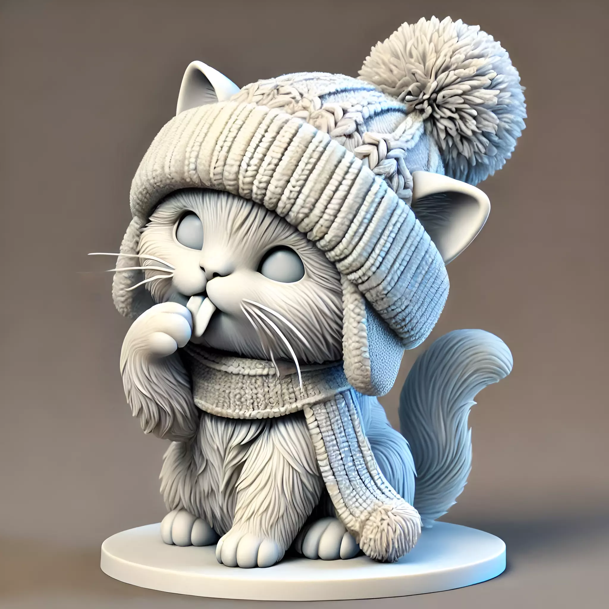 Cozy Winter Kitten Figurine 3D print model