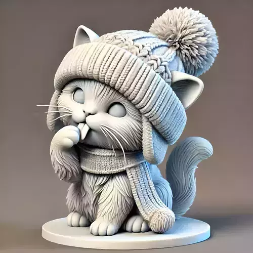 Cozy Winter Kitten Figurine