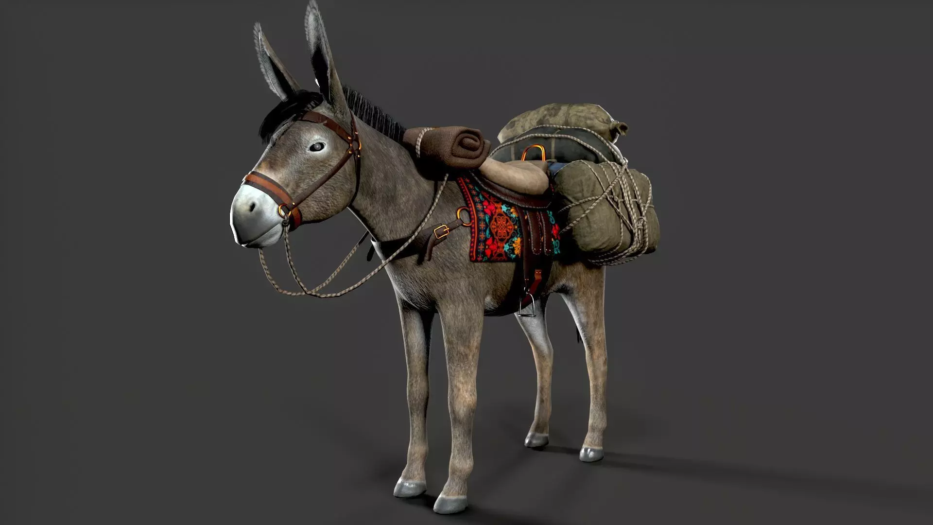 donkey Low-poly 3D model_6