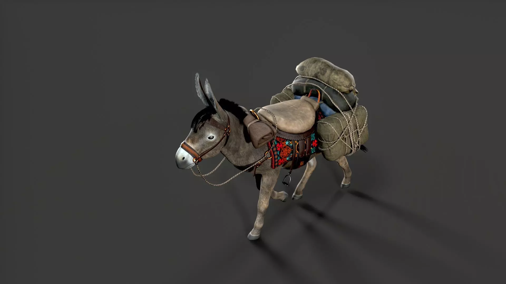 donkey Low-poly 3D model_10