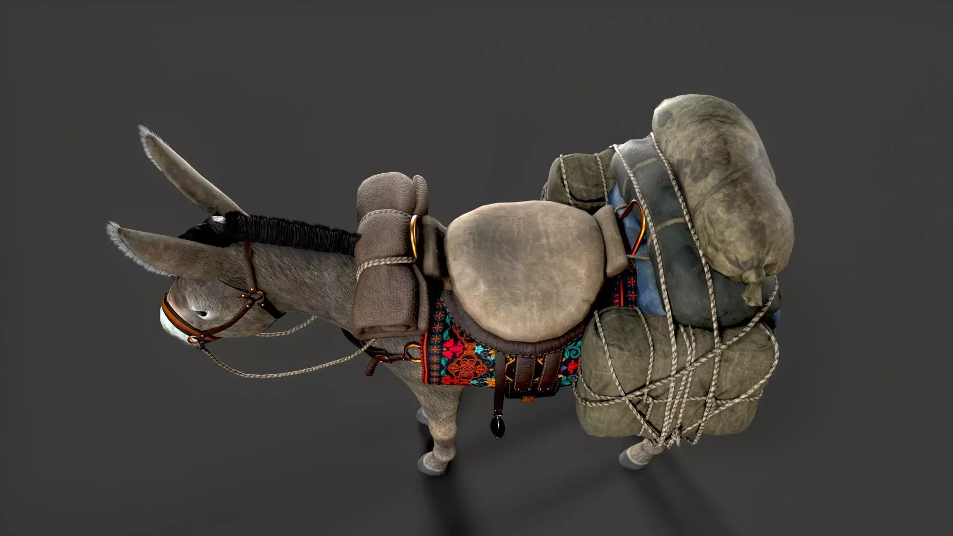 donkey Low-poly 3D model_3