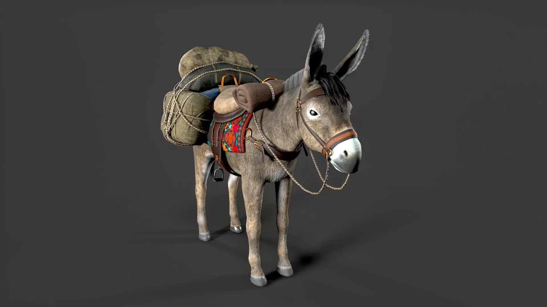 donkey Low-poly 3D model_5