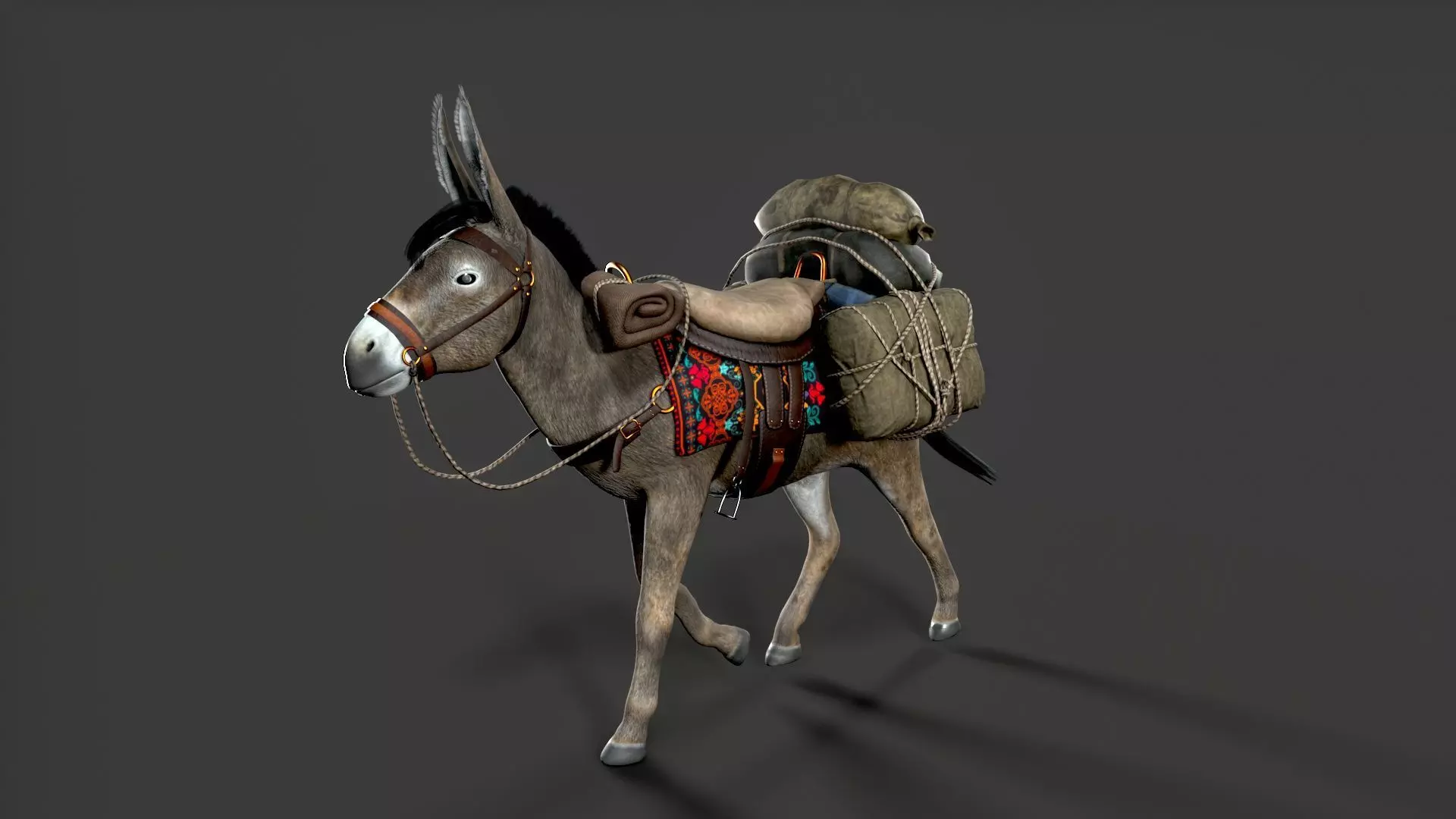 donkey Low-poly 3D model_8