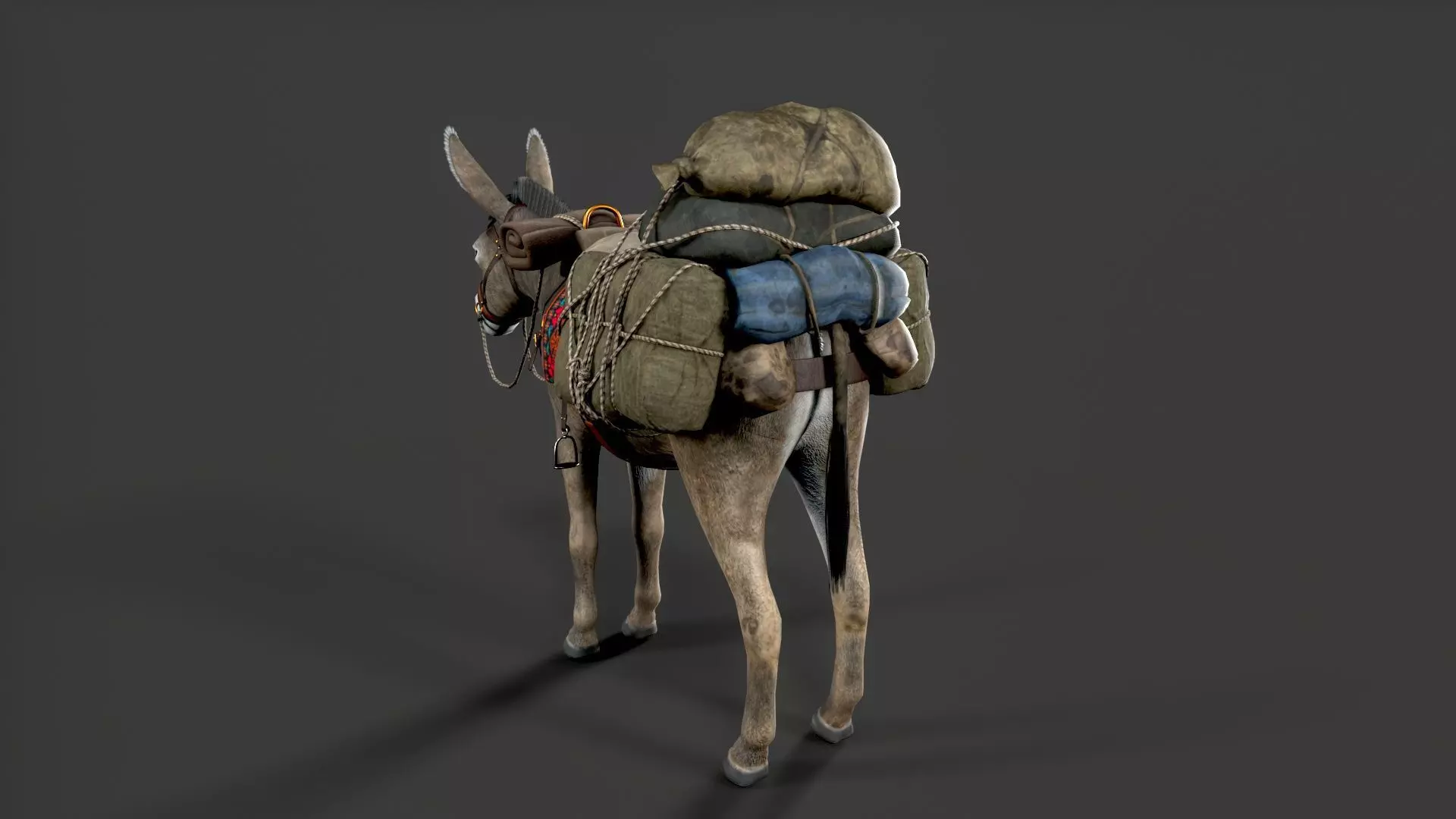 donkey Low-poly 3D model_4