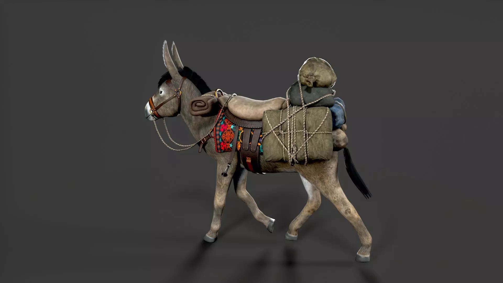 donkey Low-poly 3D model_9