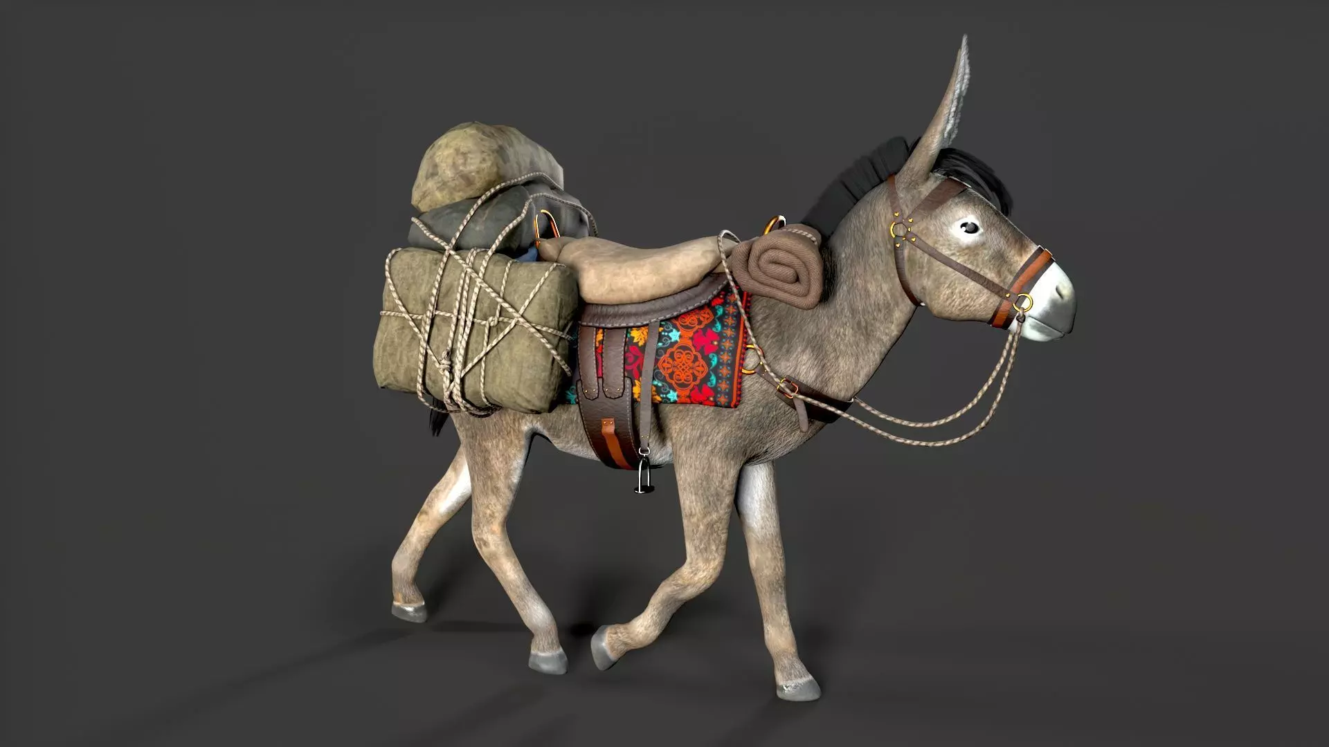 donkey Low-poly 3D model_7