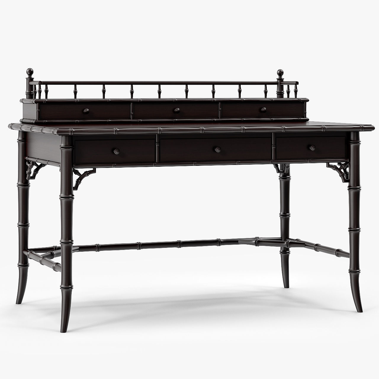 3d Asset Century Furniture Faux Bamboo Black Desk Century Furniture Faux Bamboo Black Desk 3d Model Max Obj 3ds Fbx Mtl 7