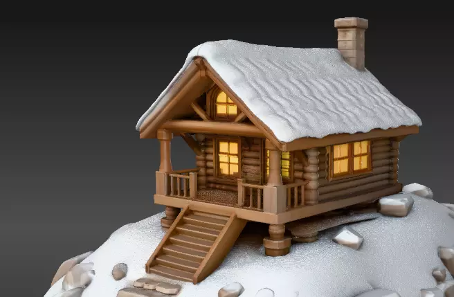 Snow Globe And Hill House Two Model Pack 3D Model 3D model_6