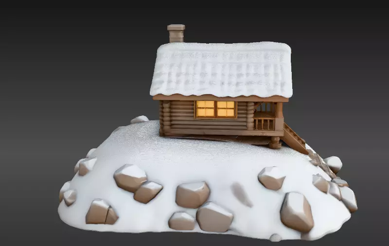 Snow Globe And Hill House Two Model Pack 3D Model 3D model_14