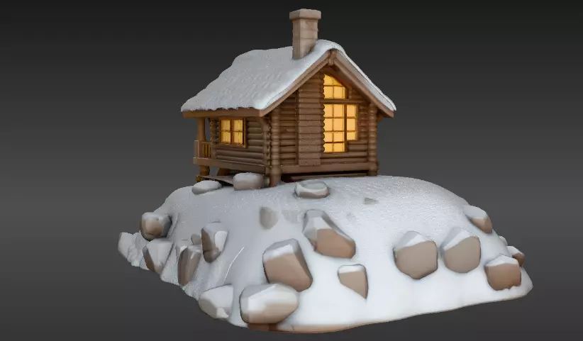 Snow Globe And Hill House Two Model Pack 3D Model 3D model_10