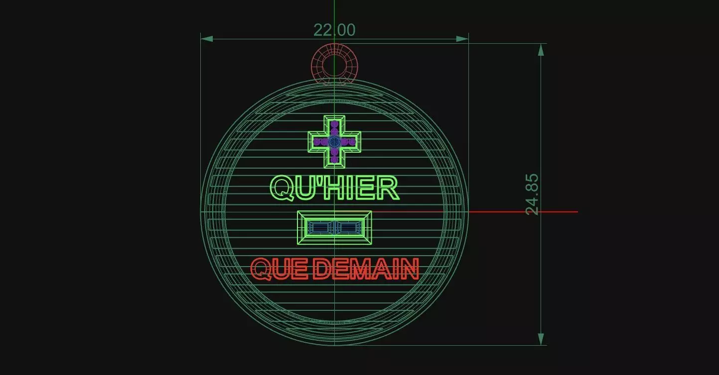 PLUS QU HIER MOINS QUE DEMAIN PENDANT 3D print model_7