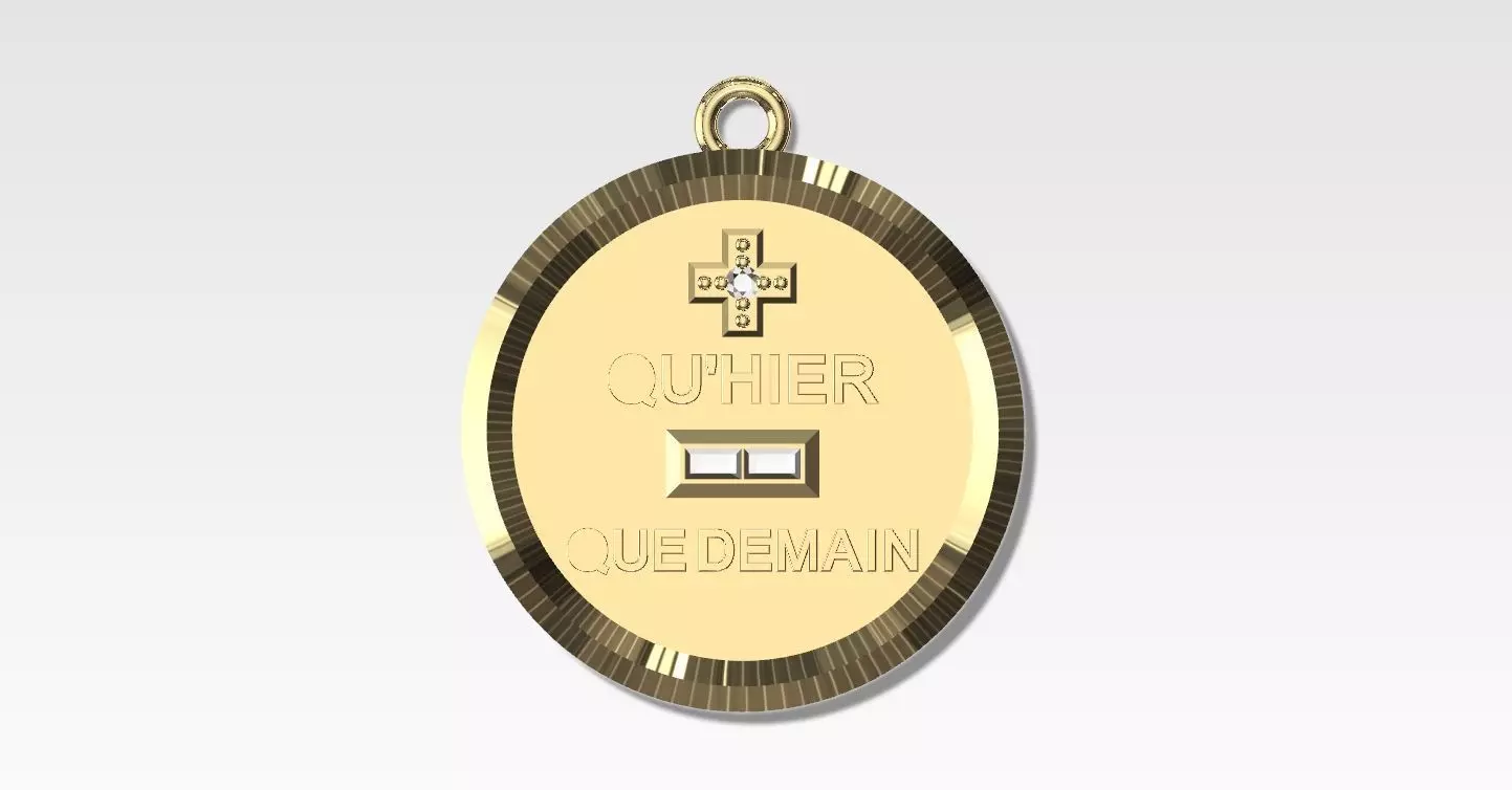 PLUS QU HIER MOINS QUE DEMAIN PENDANT 3D print model_0