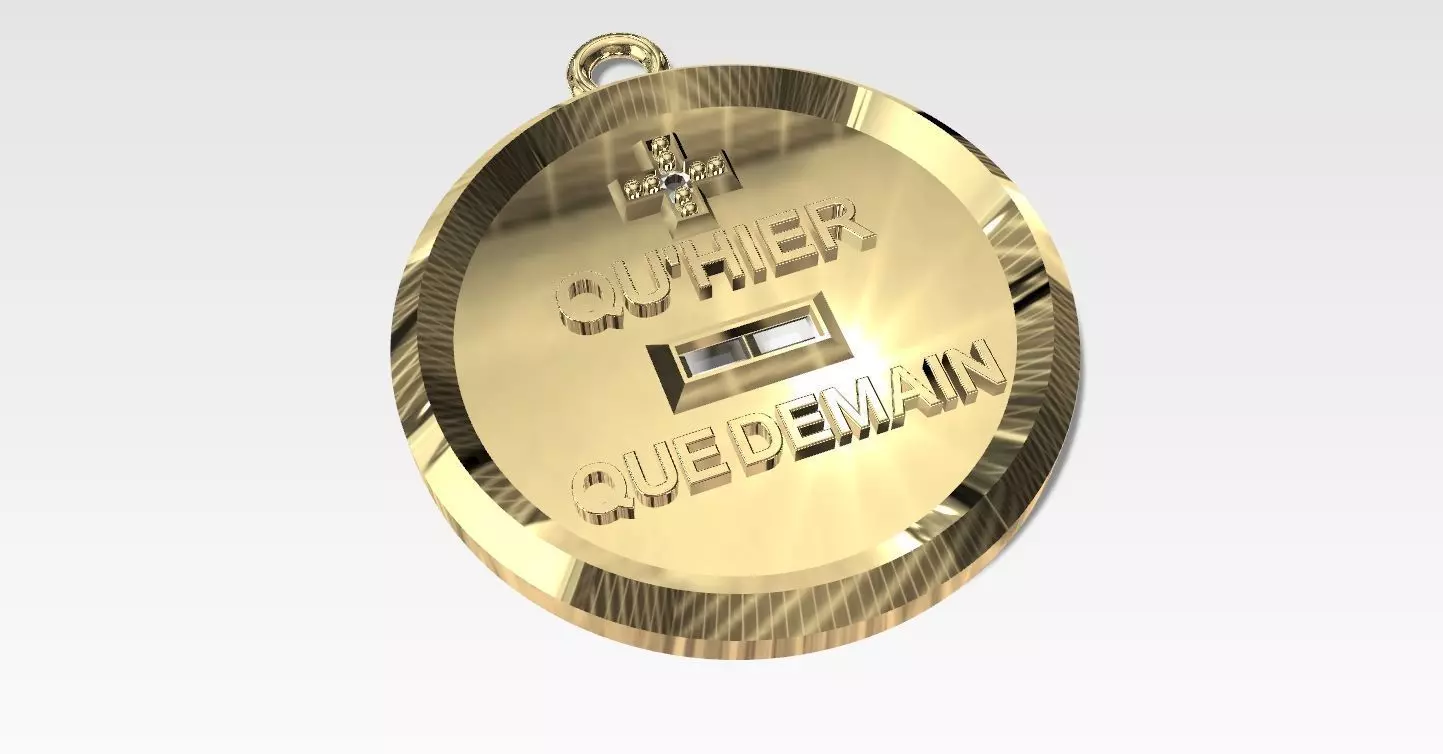 PLUS QU HIER MOINS QUE DEMAIN PENDANT 3D print model_10