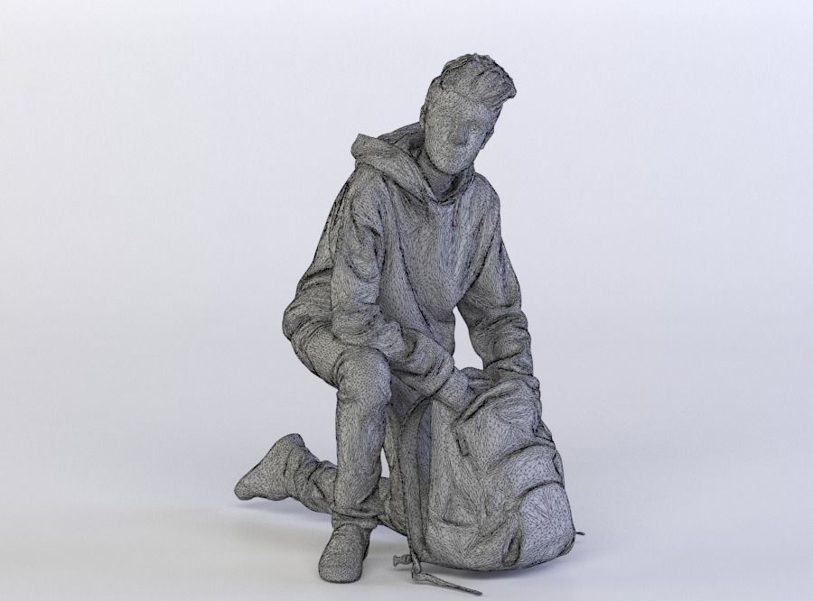 Brad 0052 Kid knealing down over backpack 3D model_4