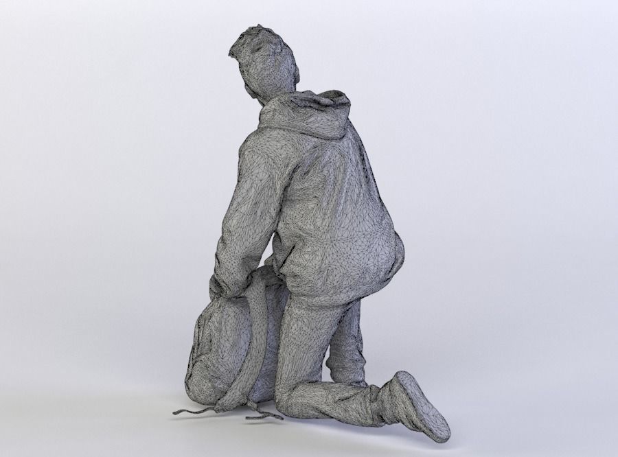 Brad 0052 Kid knealing down over backpack 3D model_6