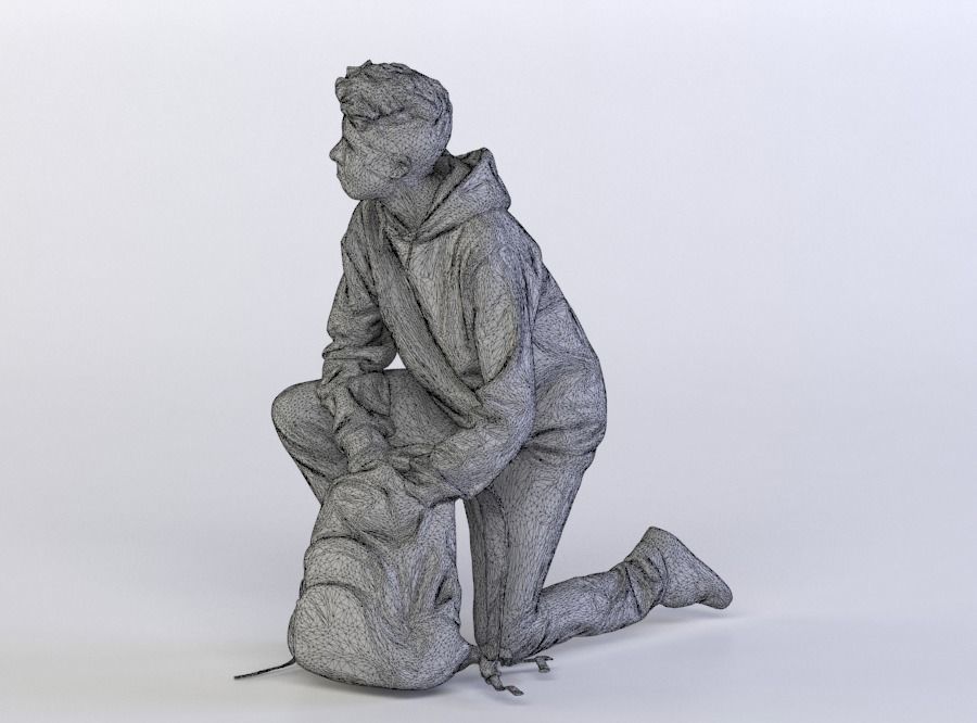 Brad 0052 Kid knealing down over backpack 3D model_5