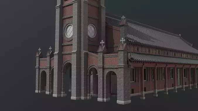 Nabawi Church Hanok Style Old Korean Church 3D model 3