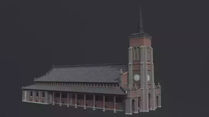 Nabawi Church Hanok Style Old Korean Church 3D model 2