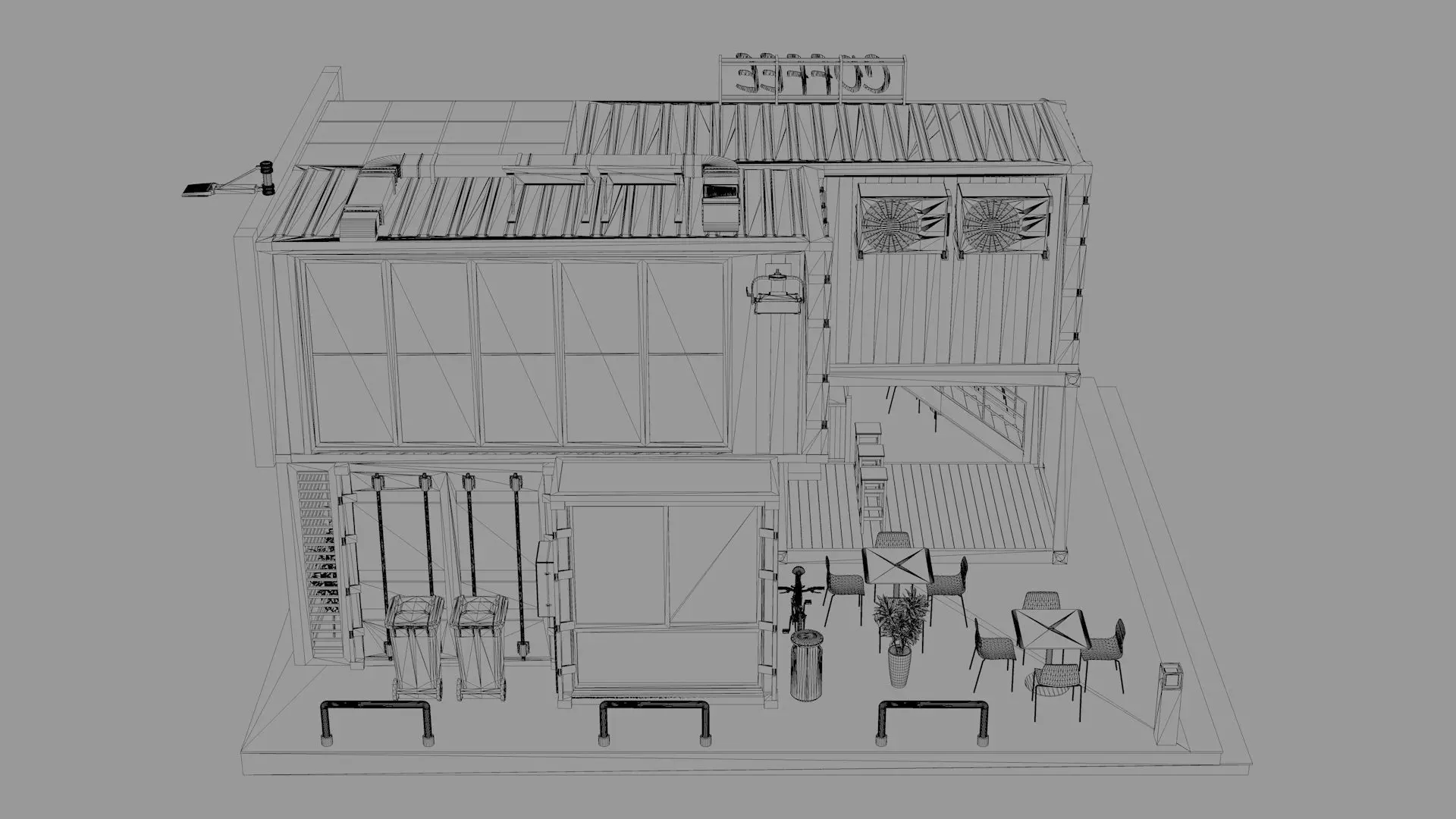Shipping Container Coffee Shop 3D model_12