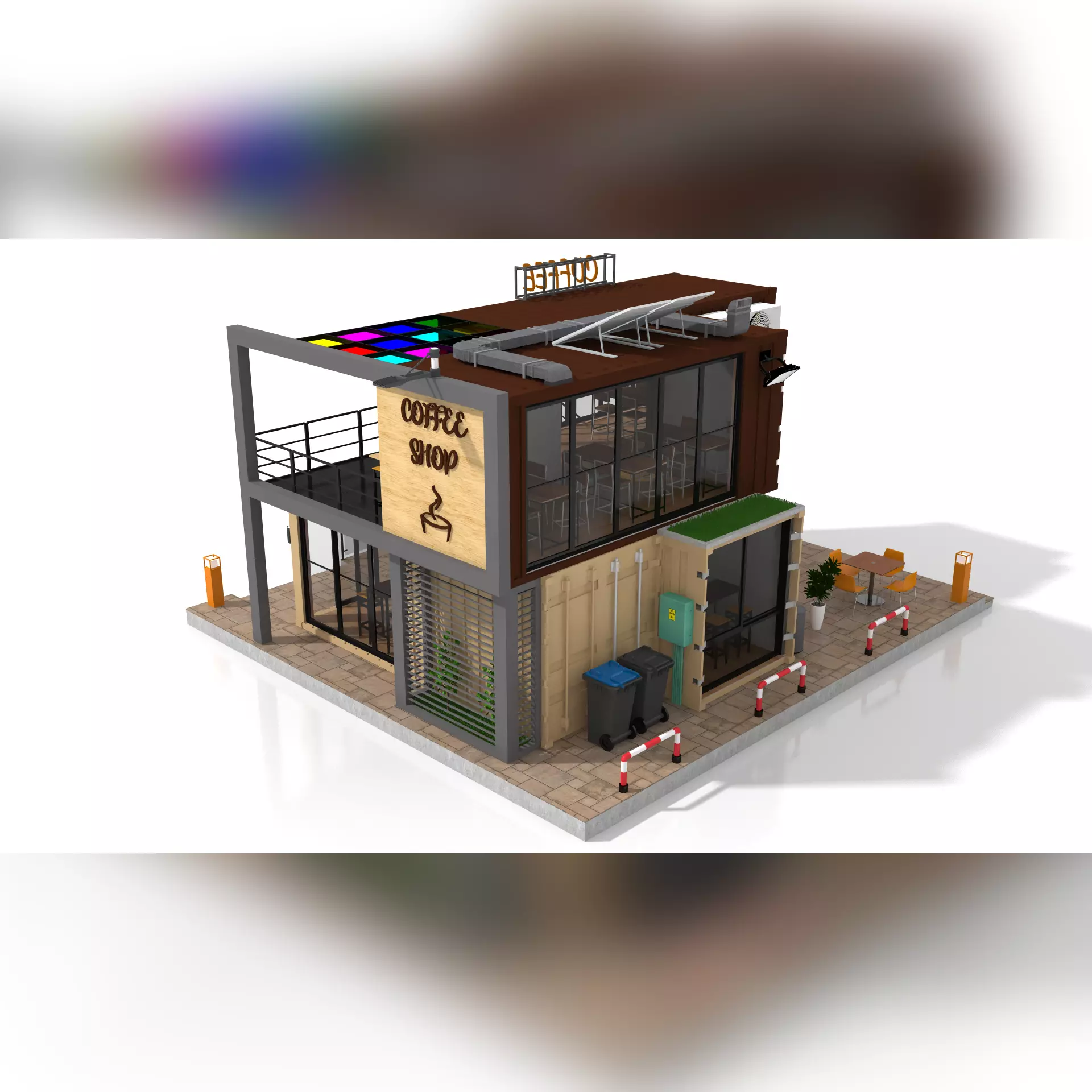 Shipping Container Coffee Shop 3D model_8
