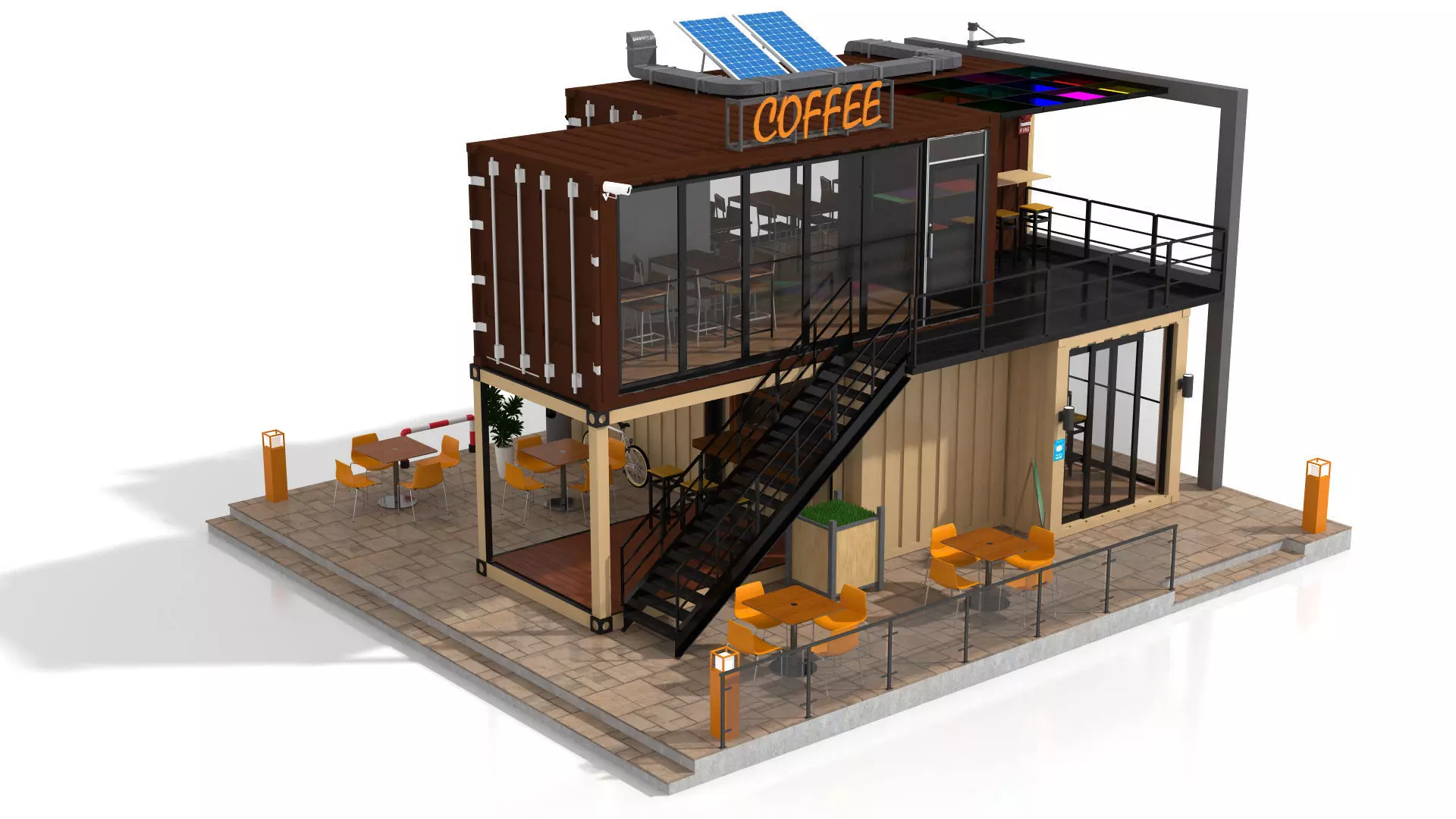 Shipping Container Coffee Shop 3D model_1