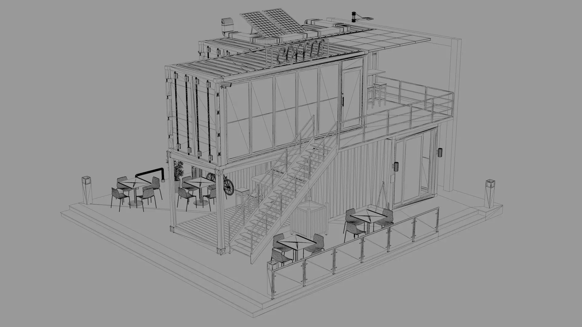 Shipping Container Coffee Shop 3D model_11