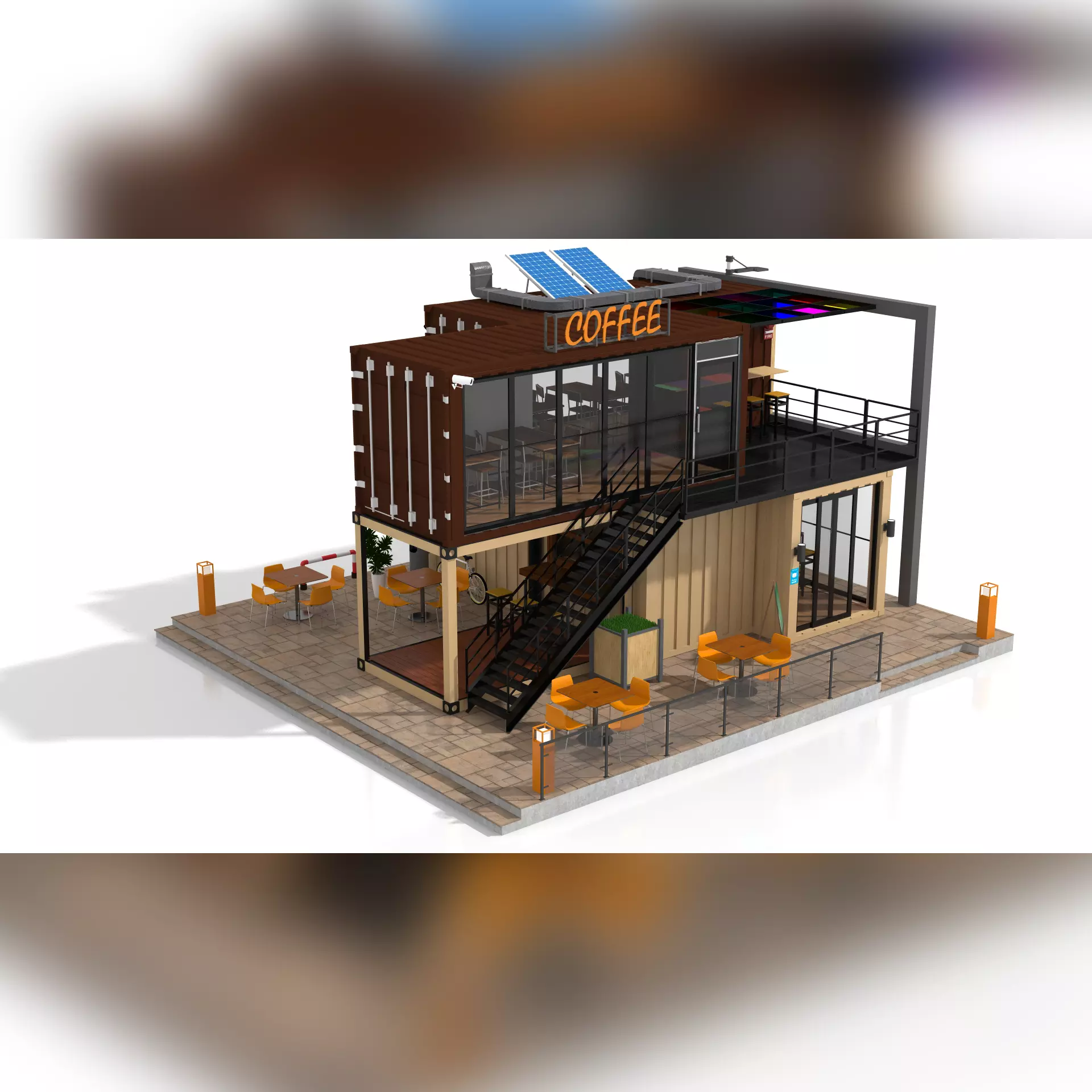 Shipping Container Coffee Shop 3D model_9
