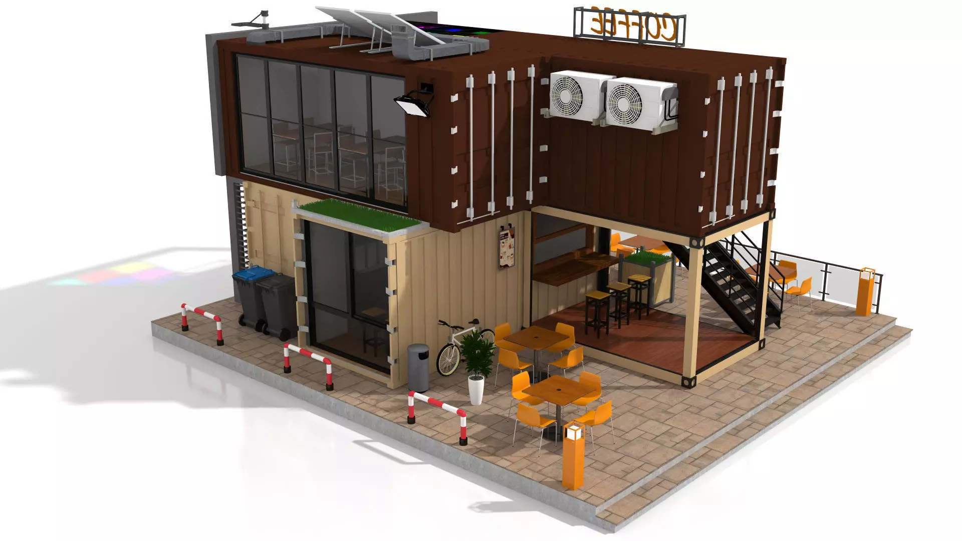 Shipping Container Coffee Shop 3D model_7