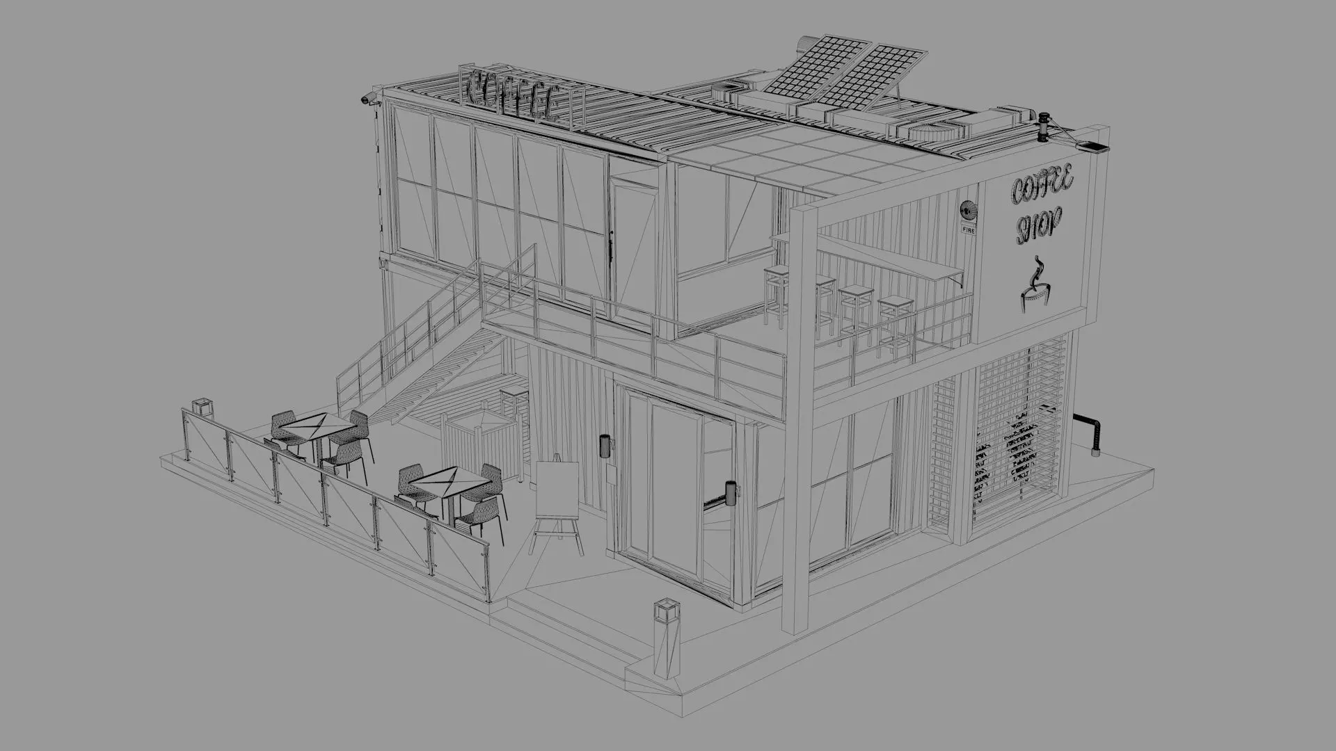 Shipping Container Coffee Shop 3D model_10