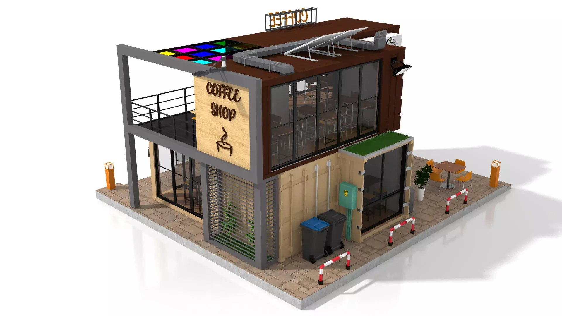 Shipping Container Coffee Shop 3D model_5