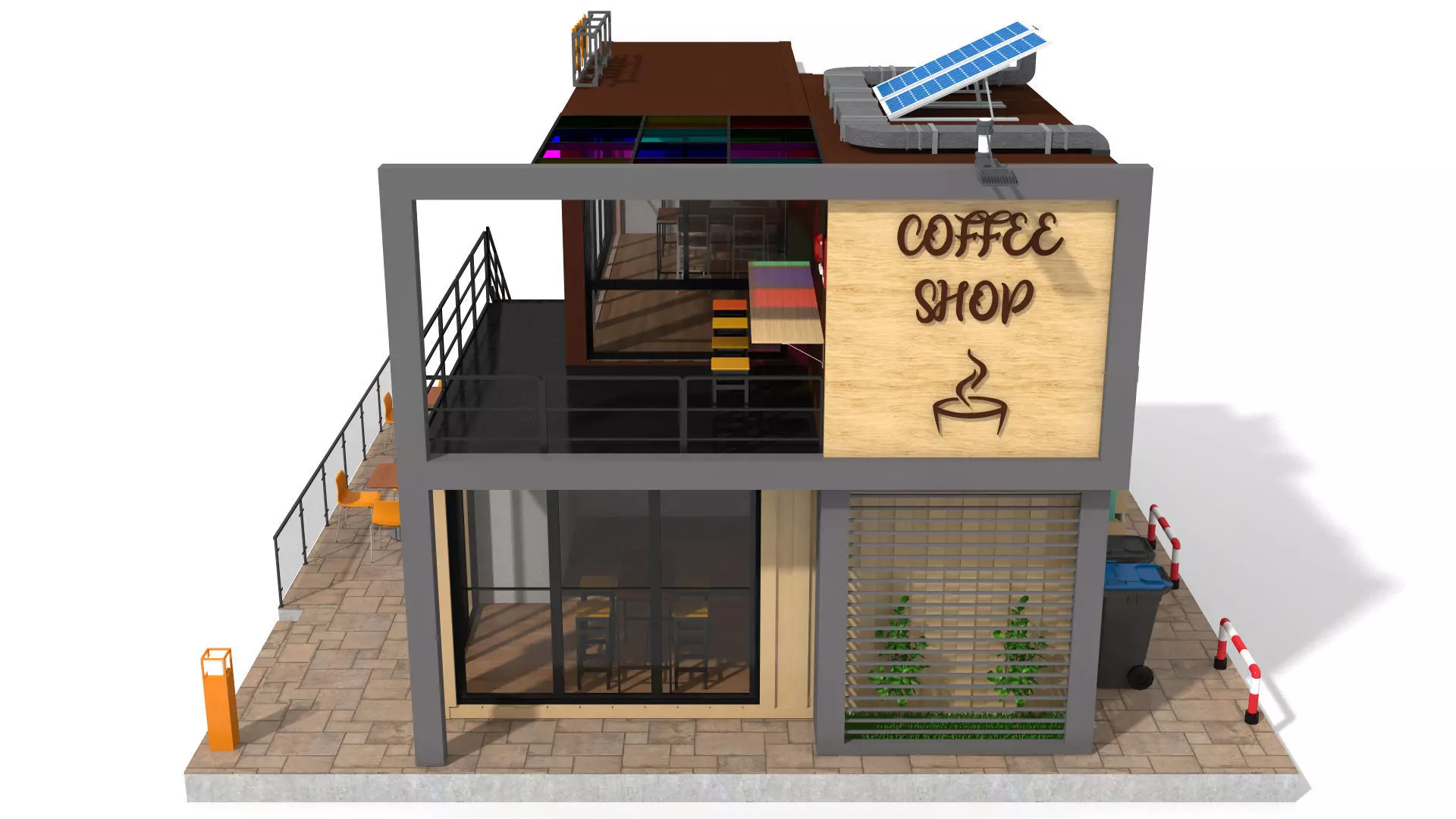 Shipping Container Coffee Shop 3D model_4