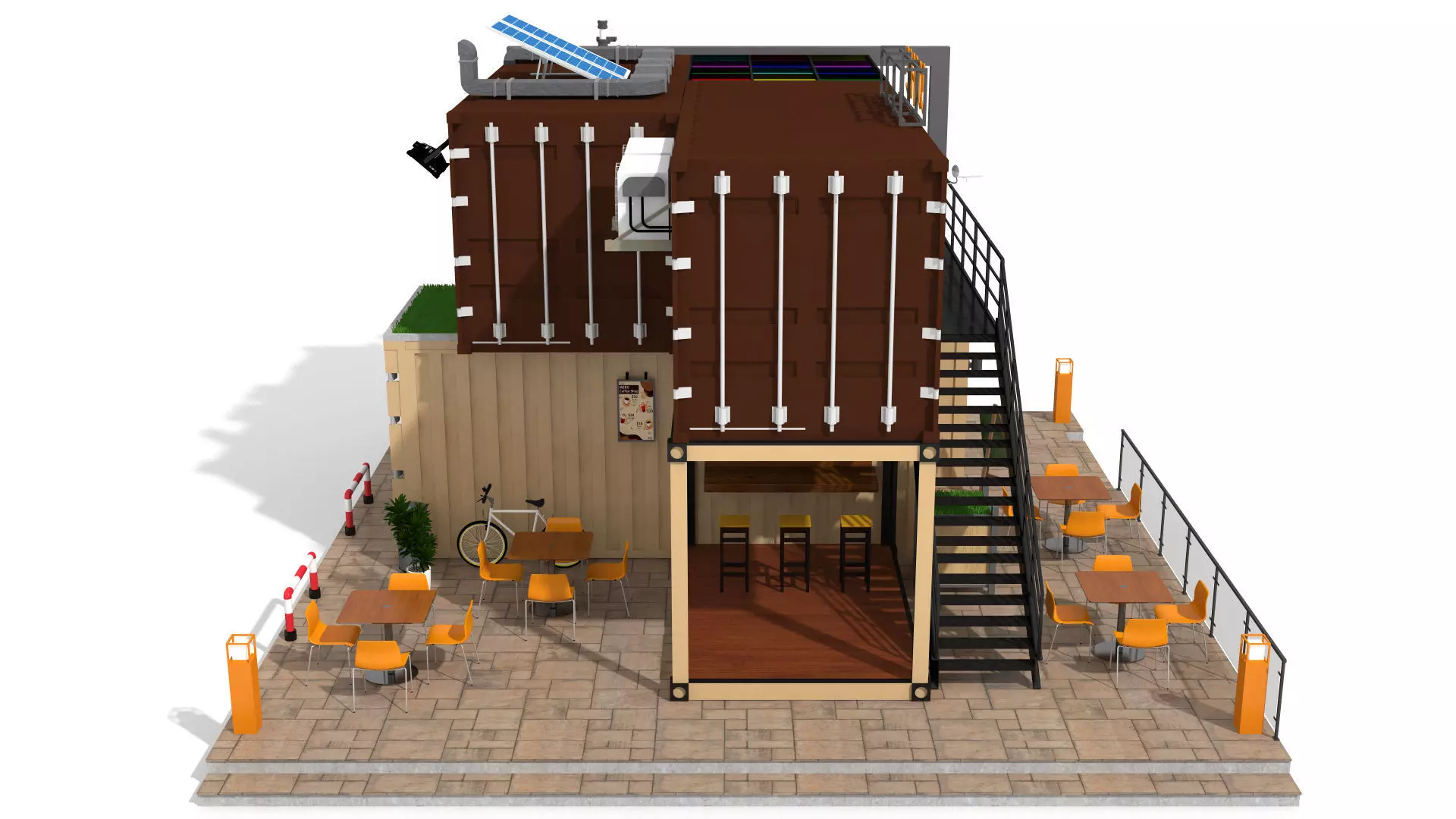 Shipping Container Coffee Shop 3D model_6