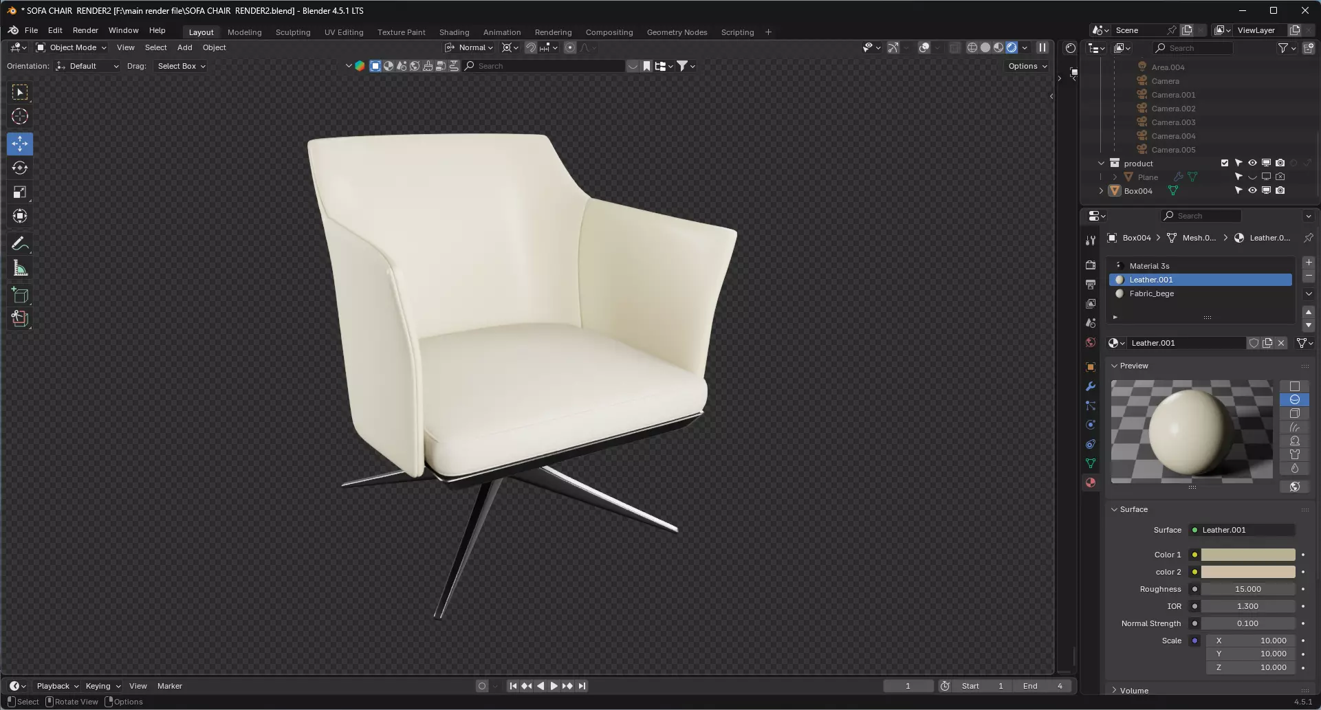 Leather Office Chair 3D model_5
