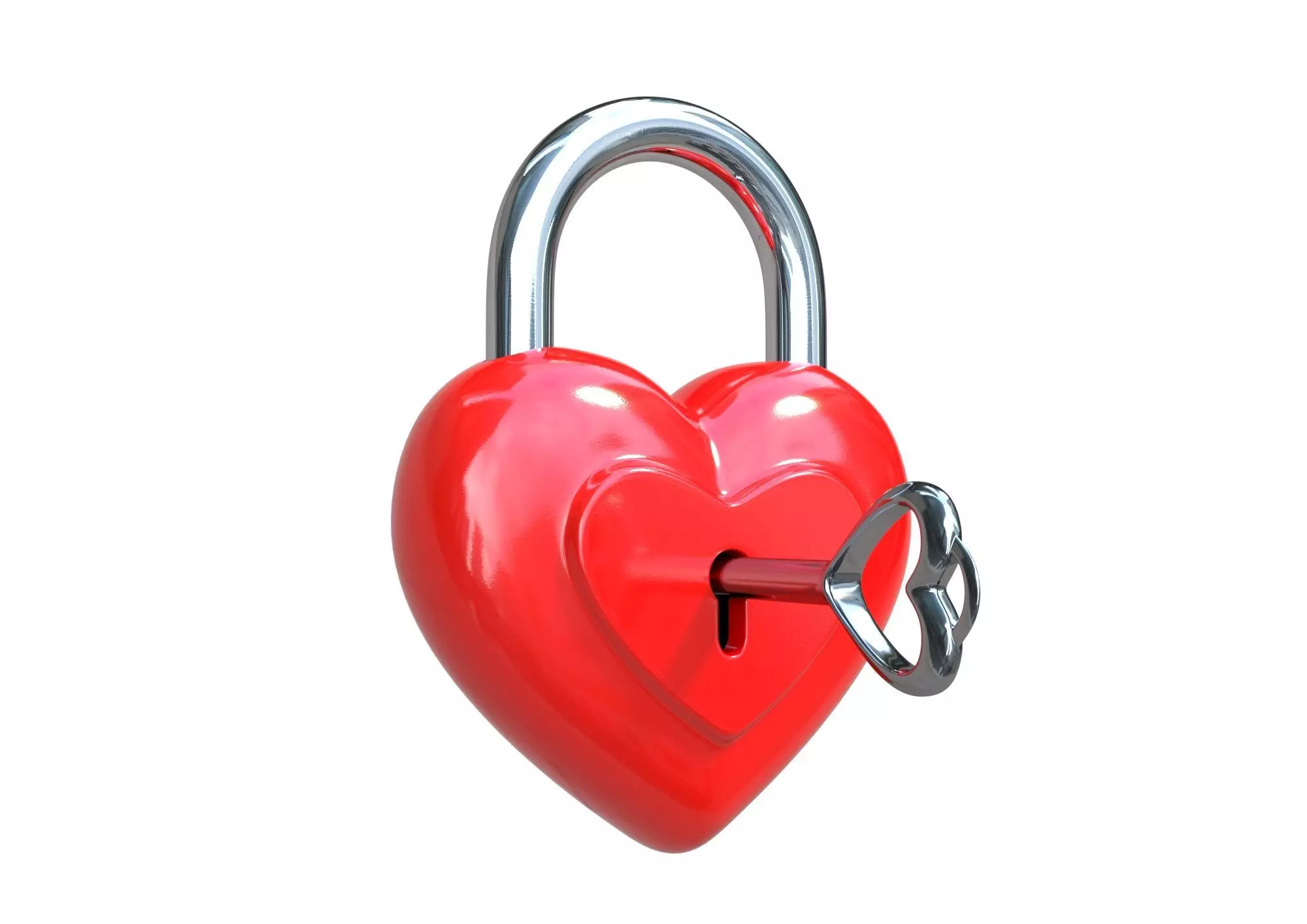 Heart Padlock 3D model 3D model_0