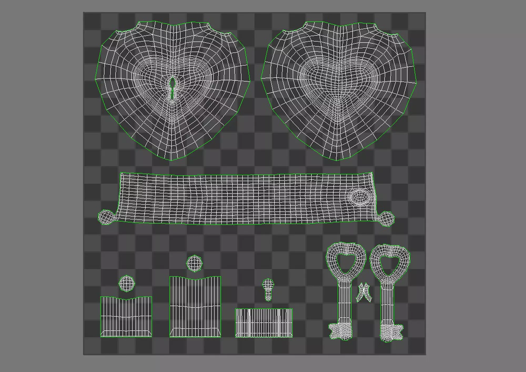 Heart Padlock 3D model 3D model_13