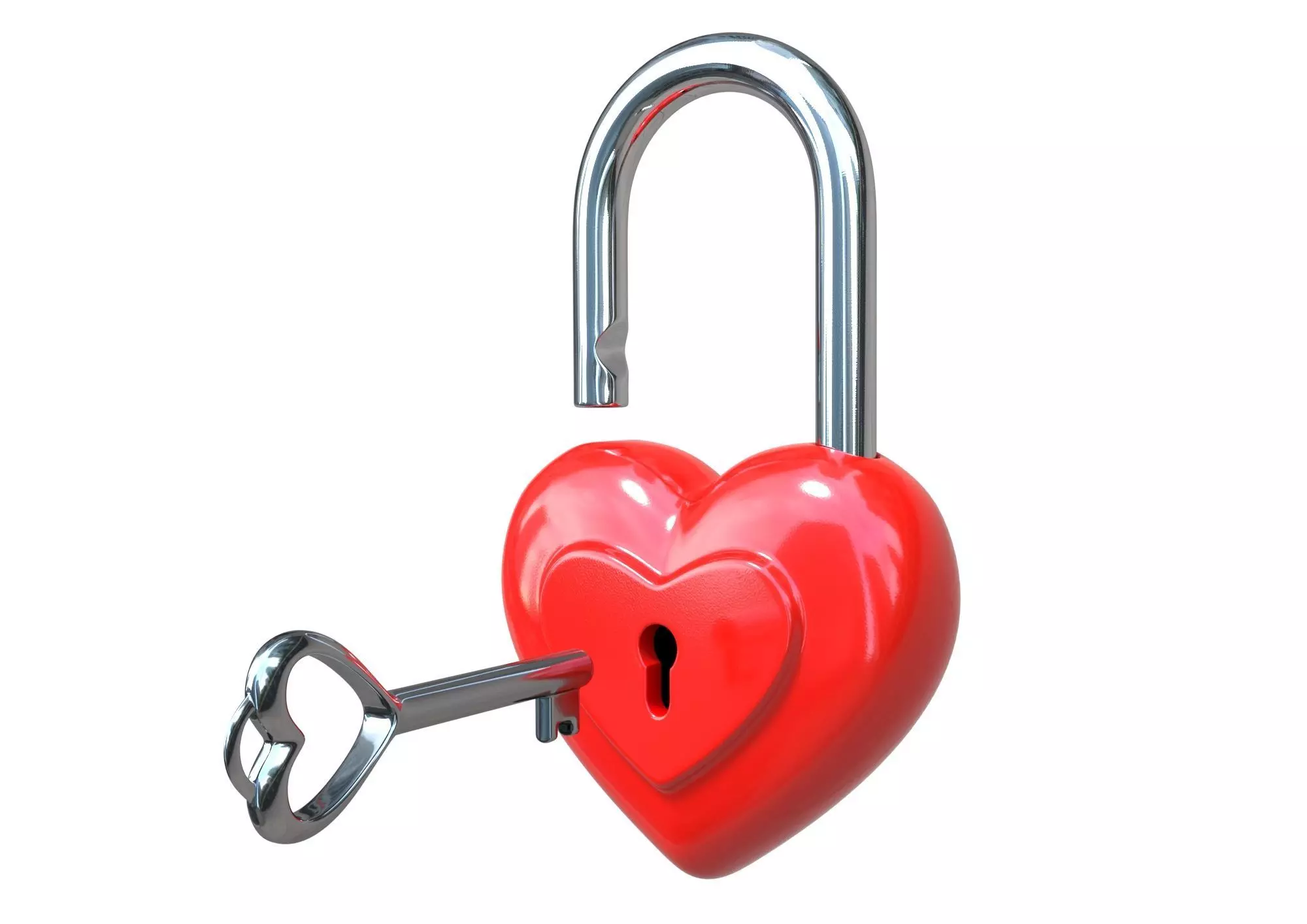 Heart Padlock 3D model 3D model_3