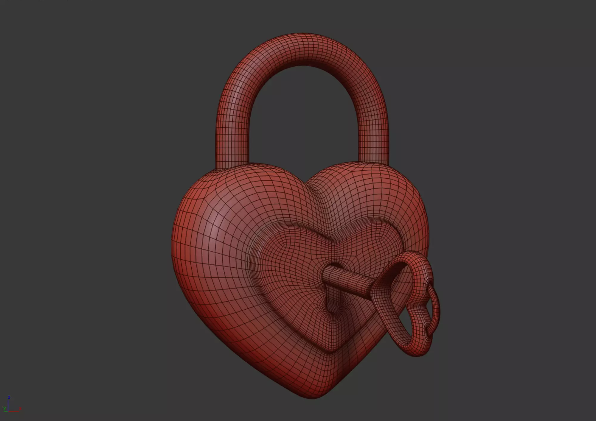 Heart Padlock 3D model 3D model_7