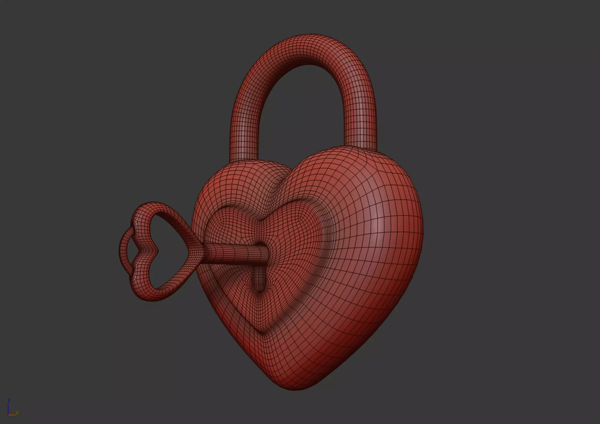 Heart Padlock 3D model 3D model_11