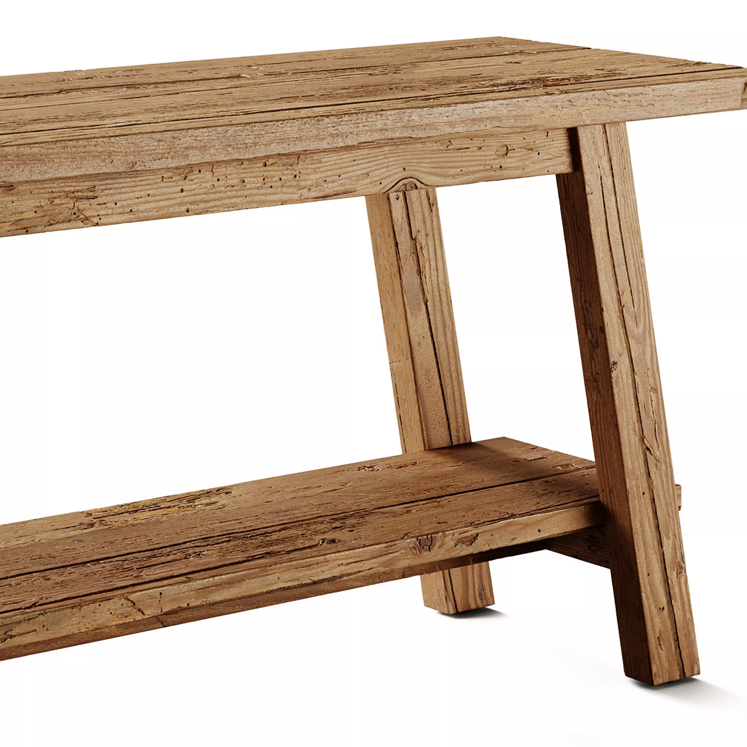 Kave Home Safara Cracked wood Bench 3D model_3