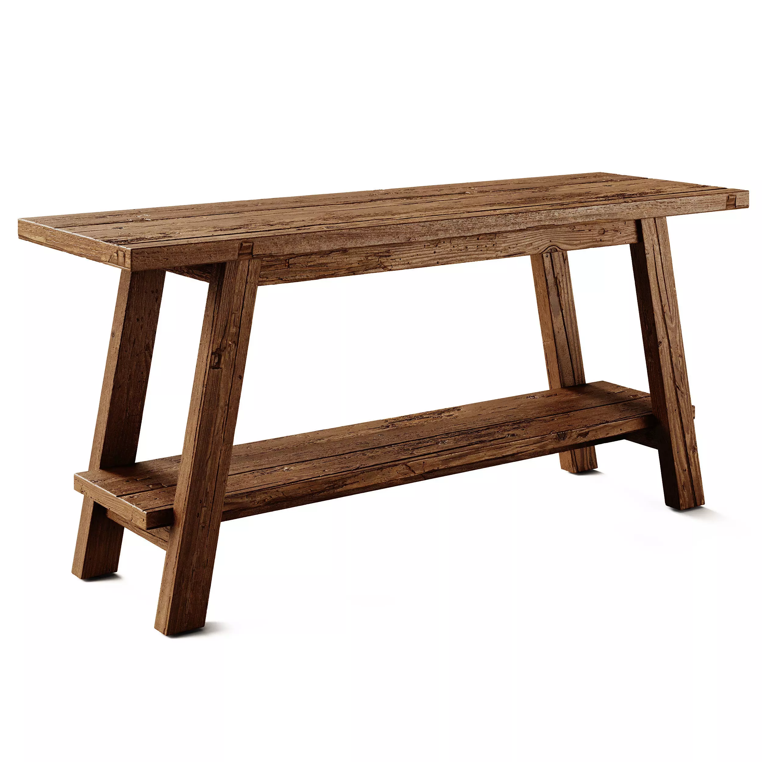 Kave Home Safara Cracked wood Bench 3D model_2