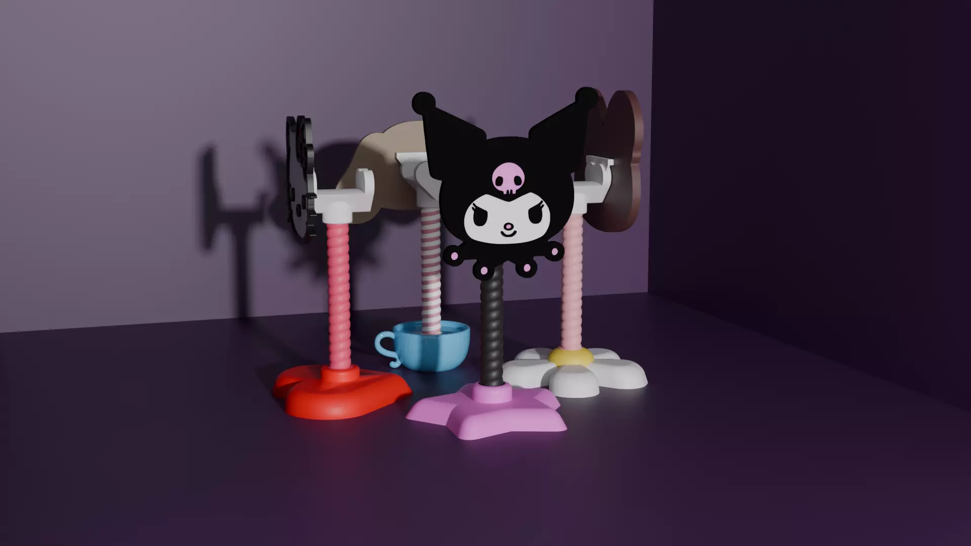 Kuromi Headphone Stand 3D print model_3
